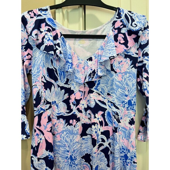 Lilly Pulitzer Stirling Dress BRIGHT NAVY Pink AMORE PLEASE Empire Midi size S - Picture 6 of 10